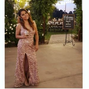 Soieblu gown fashion nova rose gold S sequin